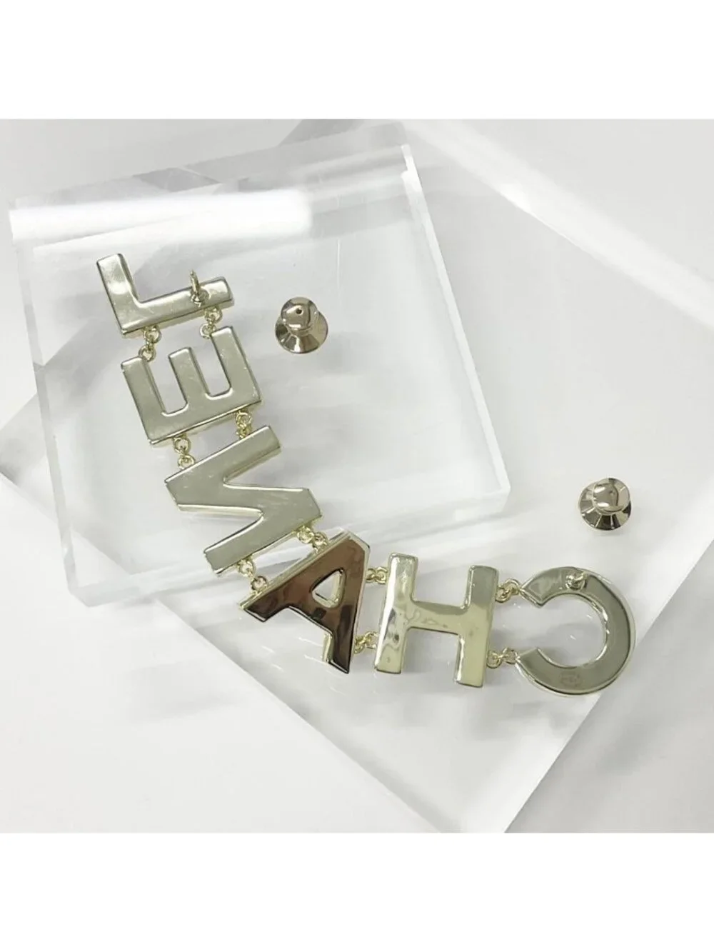 Chanel Pin Brooch Logo Gold Black